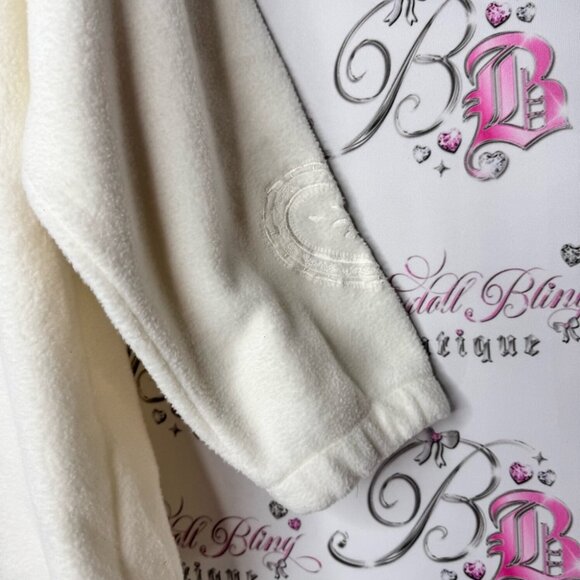 Weekend edition sweater long Cozy White Hooded Pullover heart embroidered - Picture 6 of 13